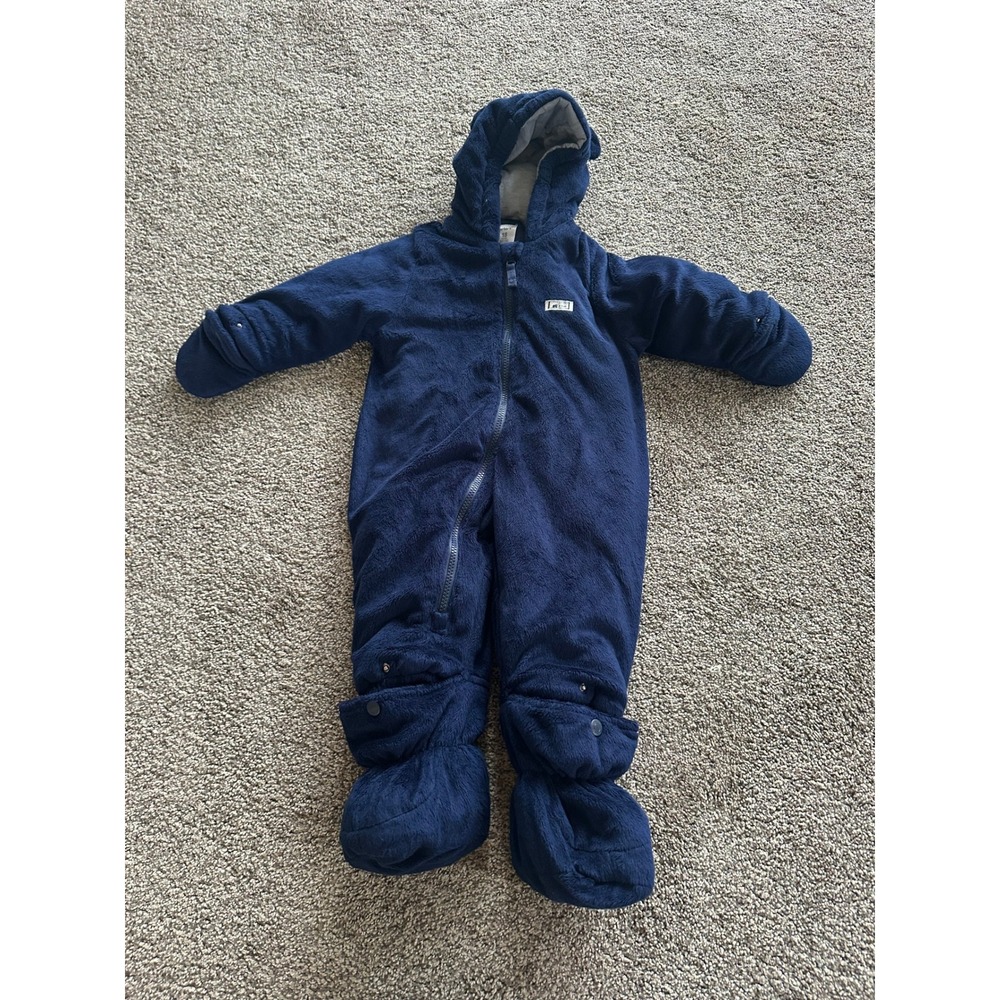 Carters Baby Pram Suit Navy Blue Fleece Bear Ear Bunting 18 Months
